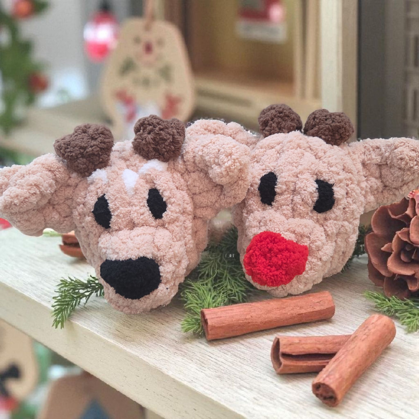 Hand Knit Holiday Reindeer