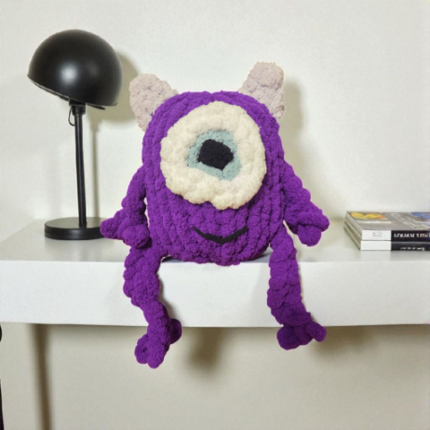 Hand-Knit Plush Monster Purple