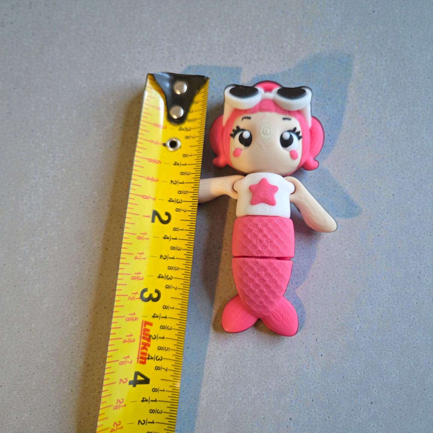 Articulated Summer Mermaid Fidget Toy | 3D Printed Multi-Color Desk Pet | Flexible Mermaid Doll with Sunglasses