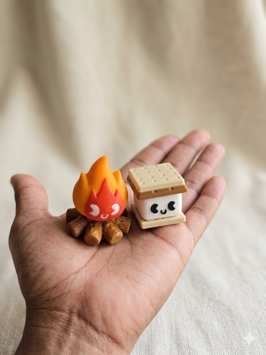 Campfire & S'more Tactile Clicker Duo | 3D Printed Sensory Set