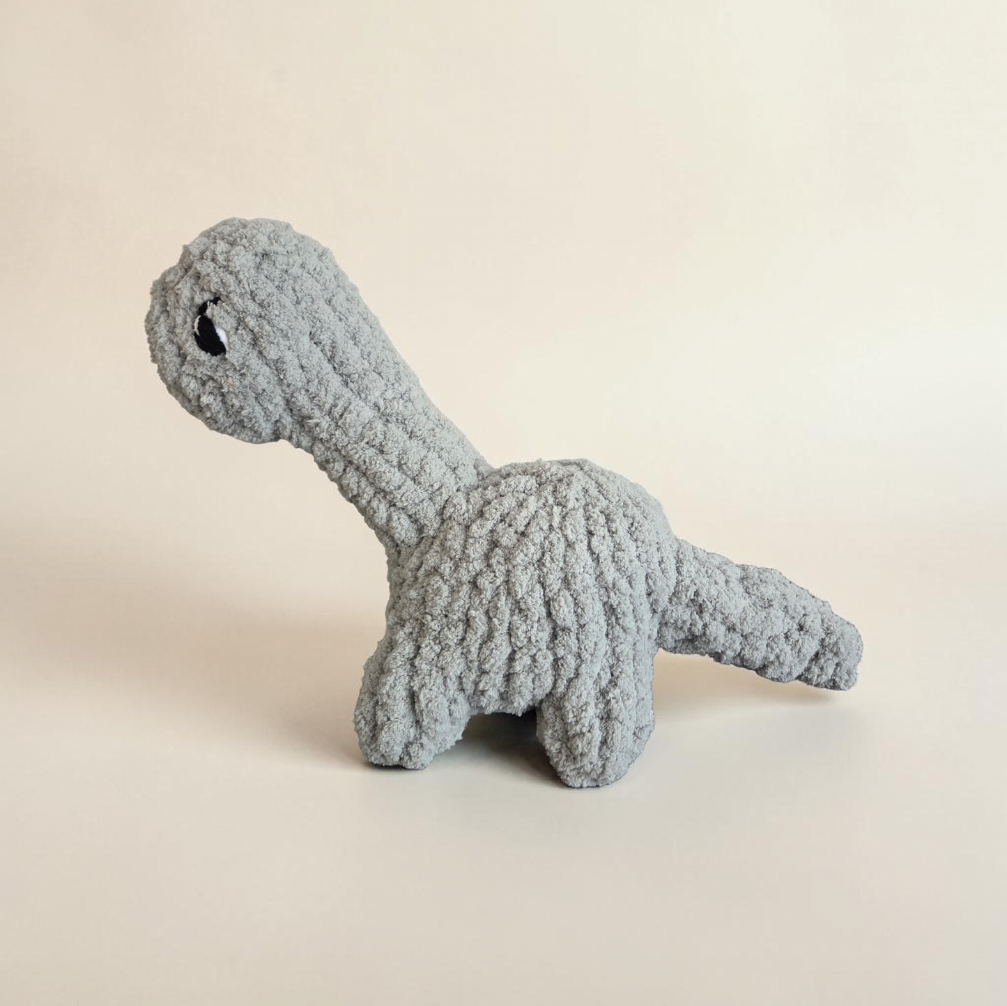 Handmade Chunky Finger-Knit Brontosaurus Dinosaur – 14" Plush Stuffed Animal –