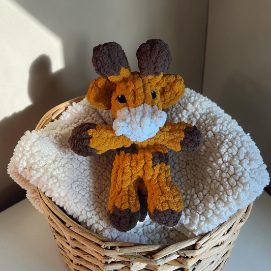 Finger Knit Giraffe Snuggler | Plush Amigurumi Lovey Toy | 16 Inch Stuffed Animal