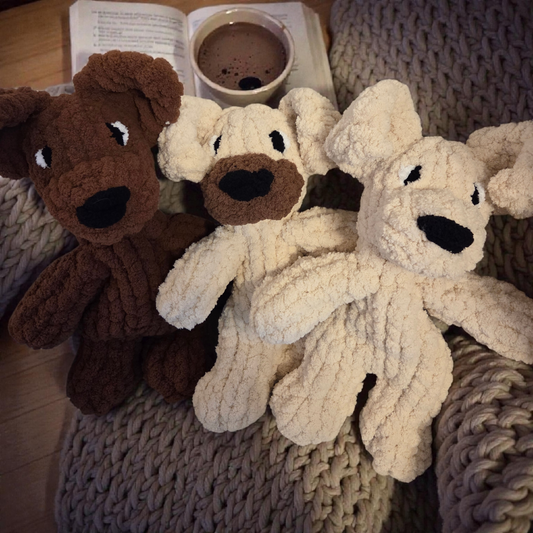 Puppy Snuggle Plush – Hand-Knit & Heart-Made