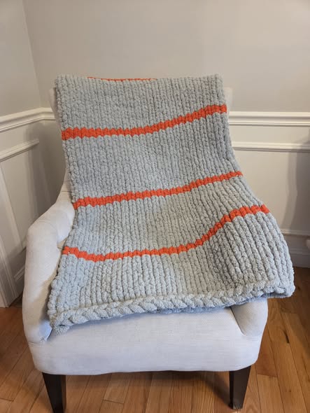 Hand-knit Grey Blanket
