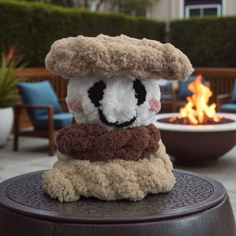 Hand-Knit S’more Plush – Soft, Sweet & Made with Chunky Chenille Yarn