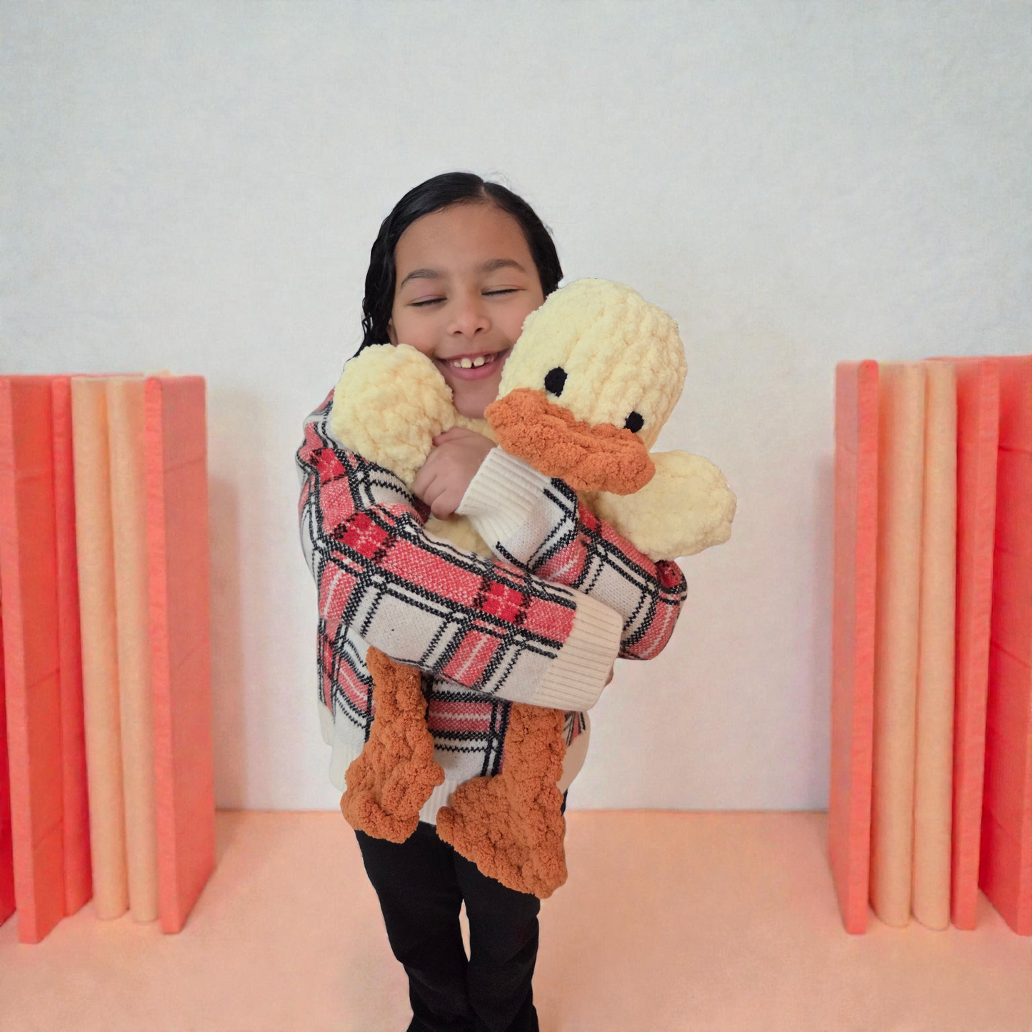 Hand-Knit Duck Plush — ~22" Snuggler