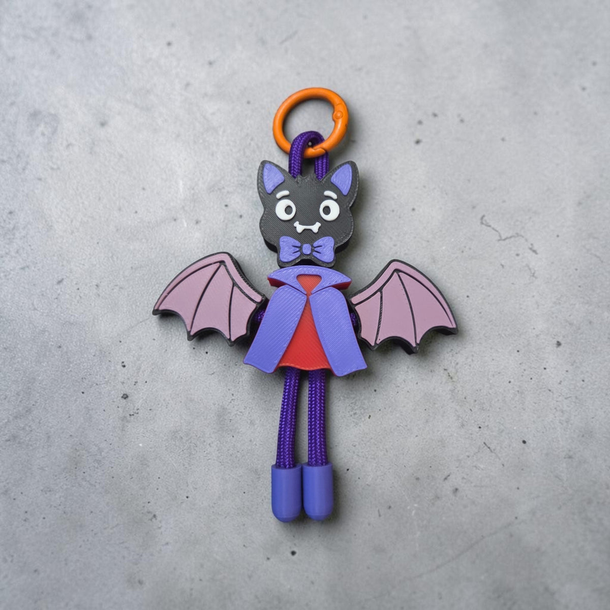 3D Printed Bat Paracord Bag Charm & Keychain | Spooky Cute Halloween Accessory