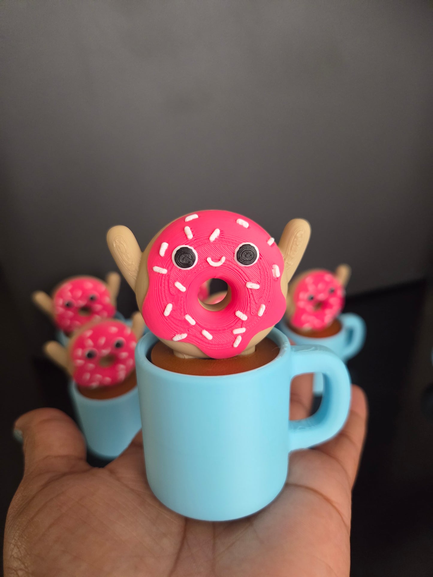 3D Printed Donut Coffee Cup Clicker Fidget Toy • Cute Desk Pet Sensory Toy • Interactive Coffee Mug Stress Relief Gift • Kawaii Foodie Fidget
