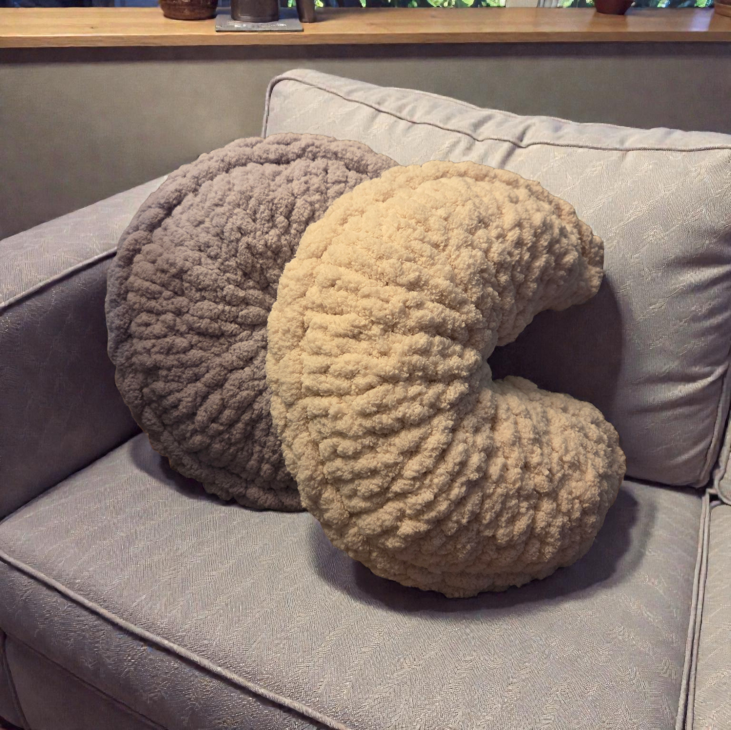 Hand Knit Moon & Star Knit Pillows | Cozy Nursery and Home Decor -Available as a Set or Individually