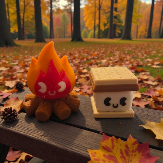 Campfire & S'more Tactile Clicker Duo | 3D Printed Sensory Set