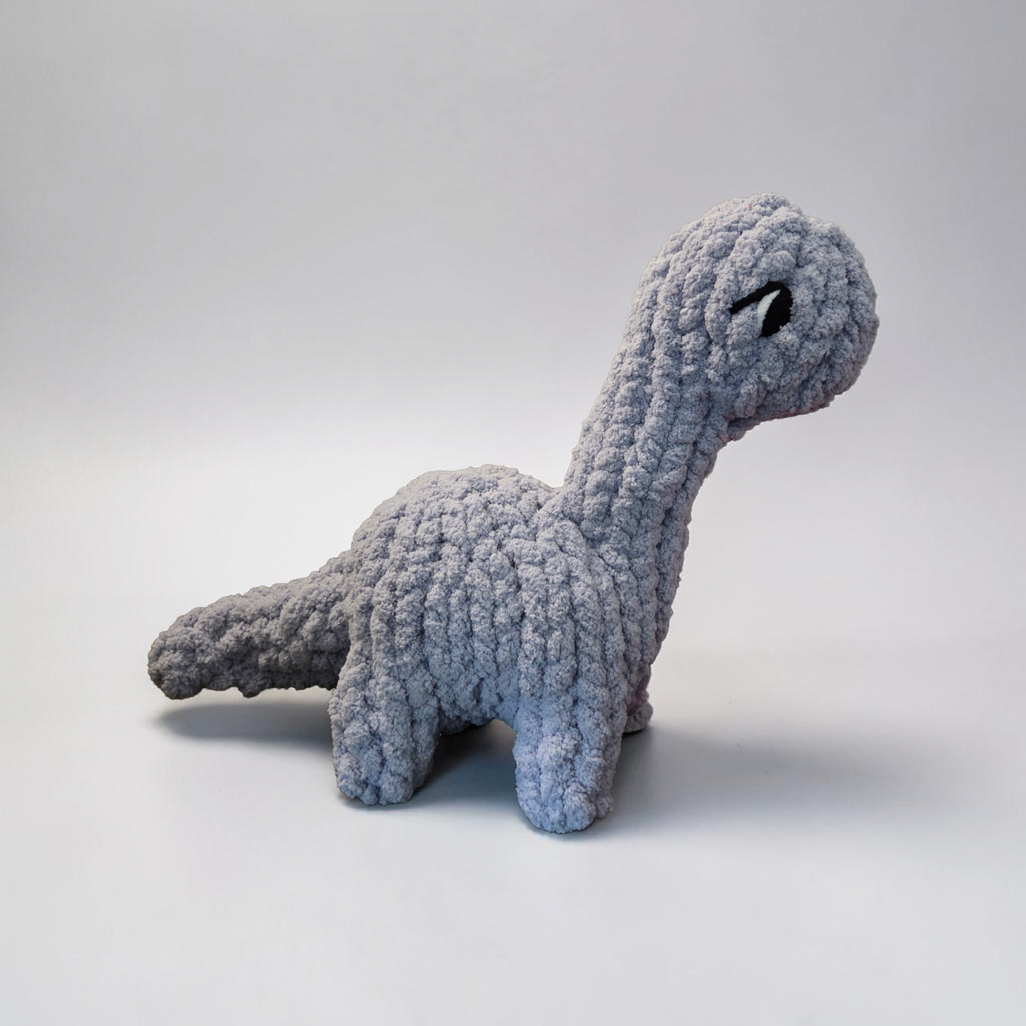 Handmade Chunky Finger-Knit Brontosaurus Dinosaur – 14" Plush Stuffed Animal –