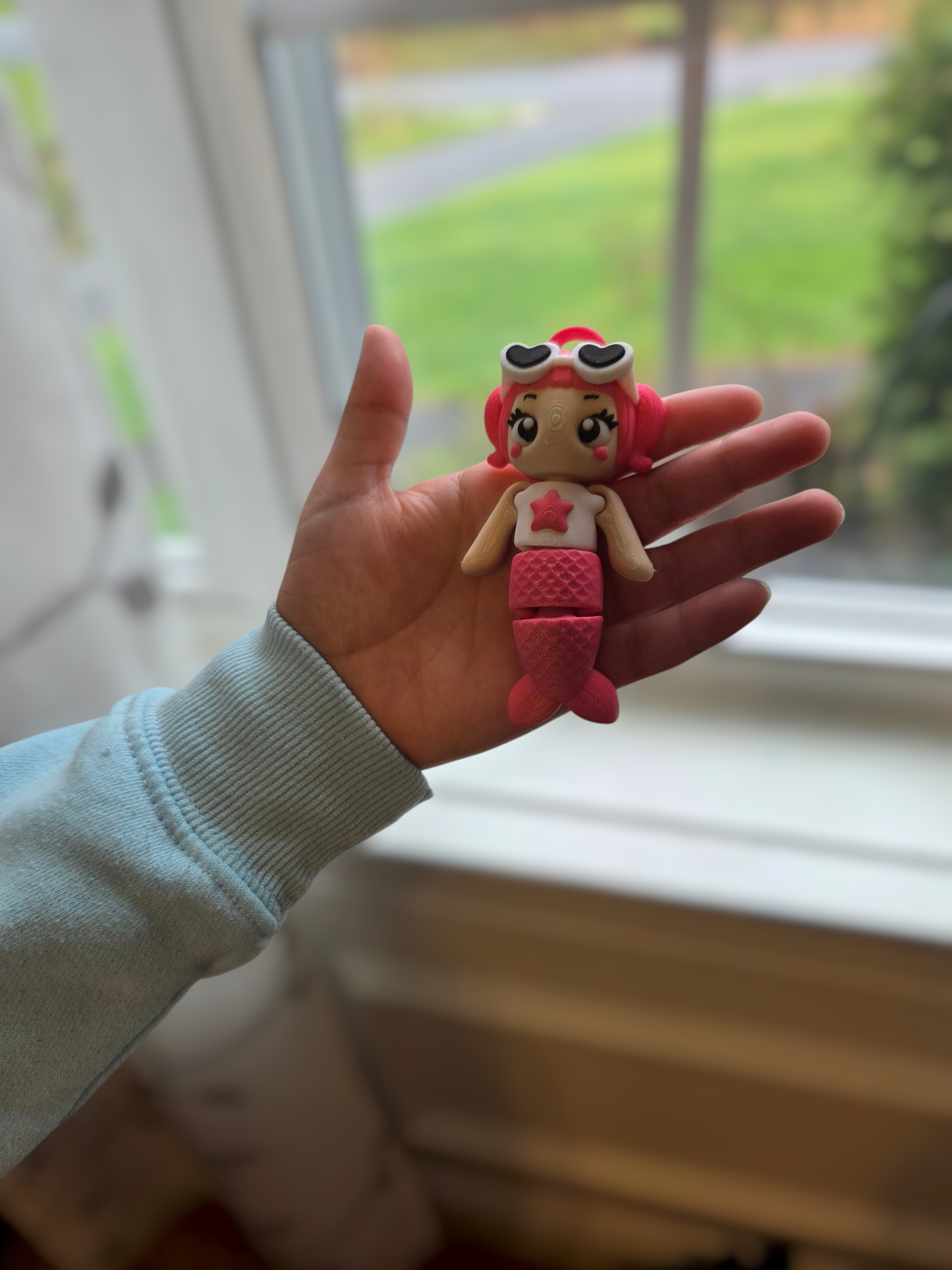 Articulated Summer Mermaid Fidget Toy | 3D Printed Multi-Color Desk Pet | Flexible Mermaid Doll with Sunglasses