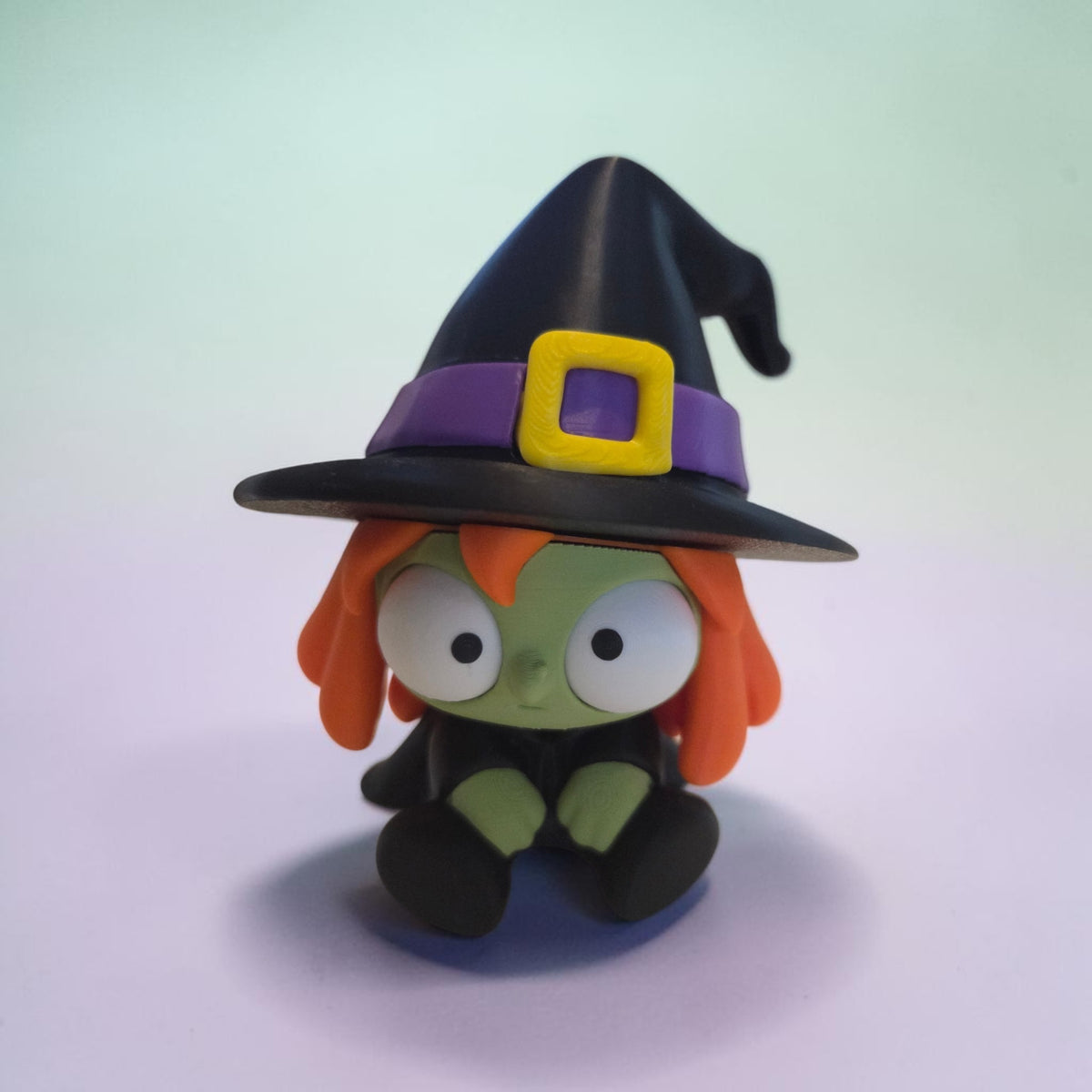 3D Printed Cute Witch Desk Buddy with Movable Googly Eyes | Spooky Fidget Figurine