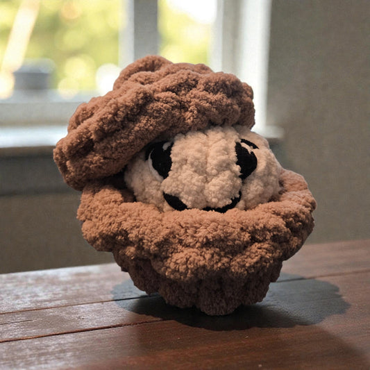 Finger Knit Dumpling Plush in Basket – Handmade Food Decor